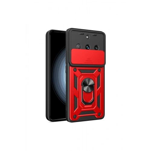 Durukar®  Realme 11 Pro Kılıf Pars Lens Yüzüklü Silikon - Kırmızı