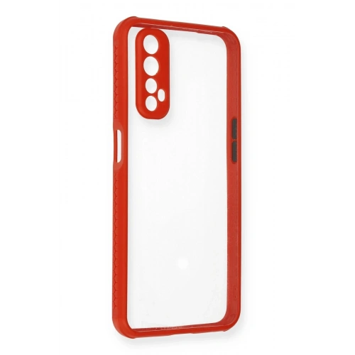 Durukar®  Realme 7 Kılıf Miami Şeffaf Silikon - Kırmızı