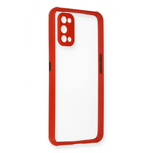 Durukar®  Realme 7 Pro Kılıf Miami Şeffaf Silikon - Kırmızı