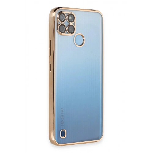 Durukar®  Realme C25Y Kılıf  Lensli Silikon - Gold