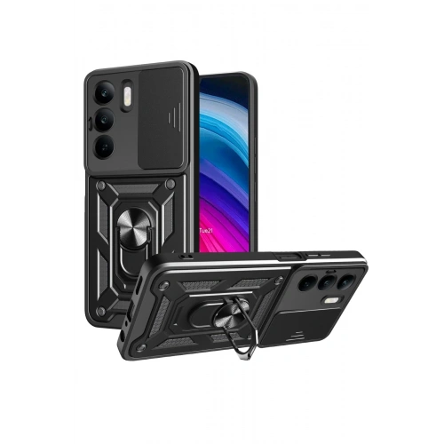 Durukar®  Realme C75 4G Kılıf Pars Lens Yüzüklü Silikon - Siyah