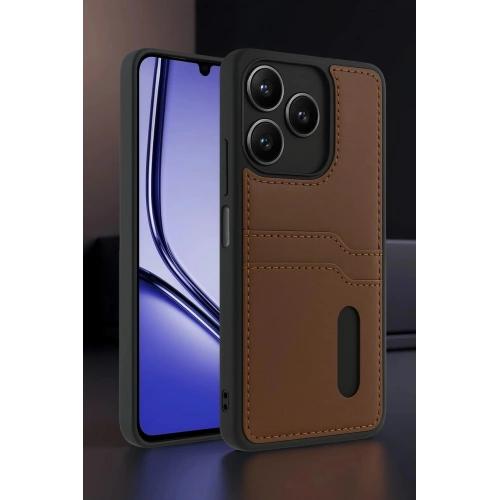Durukar®  Realme Note 50 4G Kılıf Sara Kartvizitli Deri Kılıf - Siyah