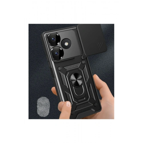 Durukar®   Redmi 13 4G Kılıf Pars Lens Yüzüklü Silikon - Kırmızı