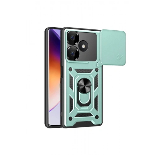 Durukar®   Redmi 13 4G Kılıf Pars Lens Yüzüklü Silikon - Yeşil