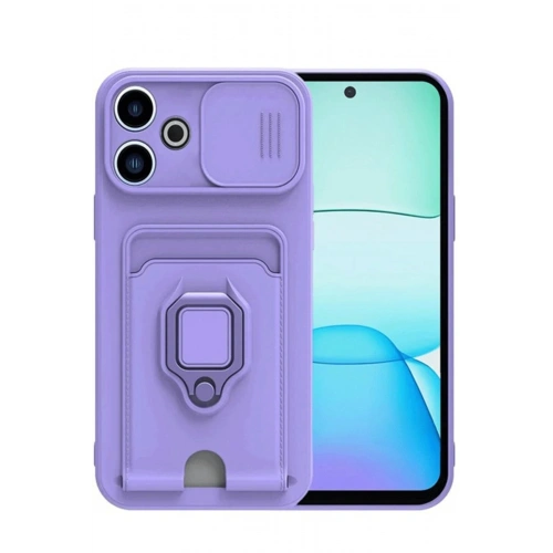 Durukar®   Redmi 13 4G Kılıf Zuma Kartvizitli Yüzüklü Silikon - Lila
