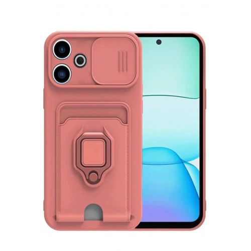 Durukar®   Redmi 13 4G Kılıf Zuma Kartvizitli Yüzüklü Silikon - Pembe