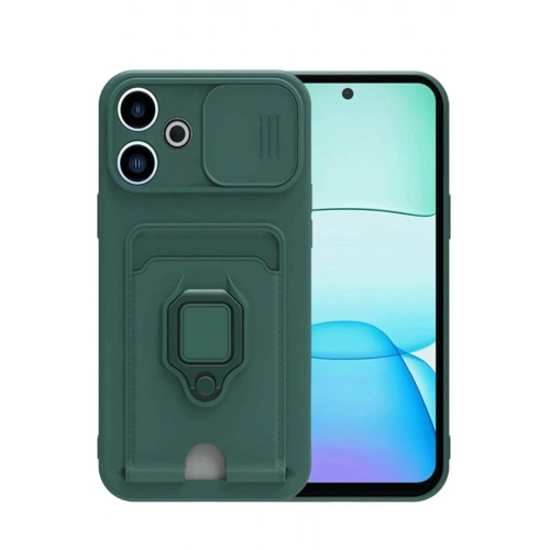 Durukar®   Redmi 13 4G Kılıf Zuma Kartvizitli Yüzüklü Silikon - Yeşil