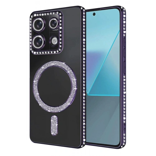 Durukar®   Redmi 13C Joke Simli Magneticsafe Kılıf - Derin Mor