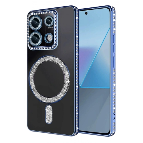 Durukar®   Redmi 13C Joke Simli Magneticsafe Kılıf - Mavi