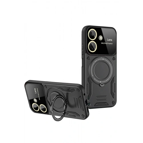 Durukar®   Redmi 13C Kılıf Joy Lens Standlı Kapak - Siyah