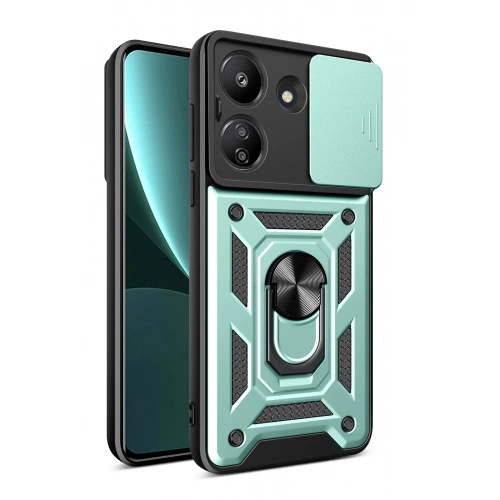 Durukar®   Redmi 13C Kılıf Pars Lens Yüzüklü Silikon - Yeşil