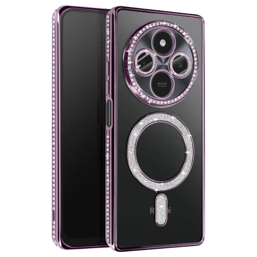 Durukar®   Redmi 14C Joke Simli Magneticsafe Kılıf - Derin Mor
