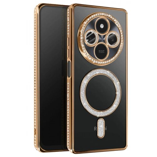 Durukar®   Redmi 14C Joke Simli Magneticsafe Kılıf - Gold