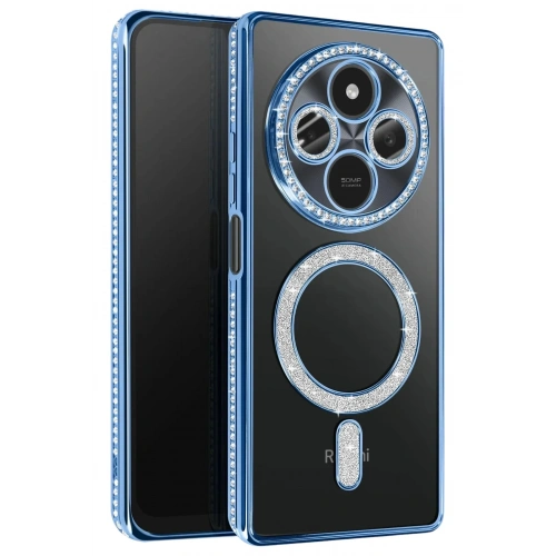 Durukar®   Redmi 14C Joke Simli Magneticsafe Kılıf - Mavi