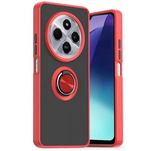 Durukar®   Redmi 14C Kılıf Montreal Yüzüklü Silikon Kapak - Kırmızı