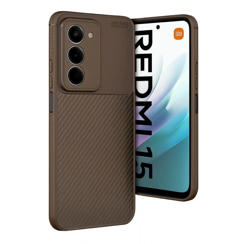 Durukar®   Redmi 15 4G Auto Focus Karbon Kapak - Kahverengi