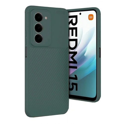 Durukar®   Redmi 15 4G Auto Focus Karbon Kapak - Koyu Yeşil