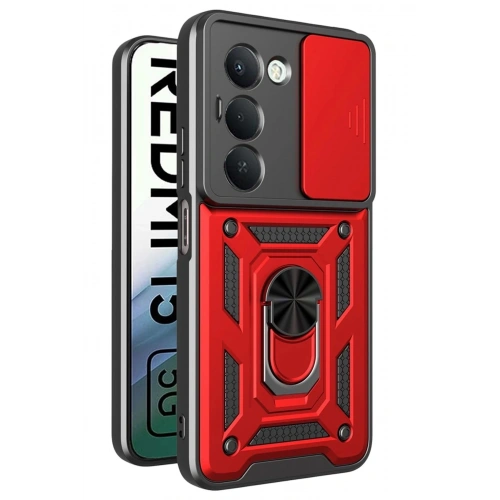 Durukar®   Redmi 15 4G Pars Lens Yüzüklü Silikon - Kırmızı