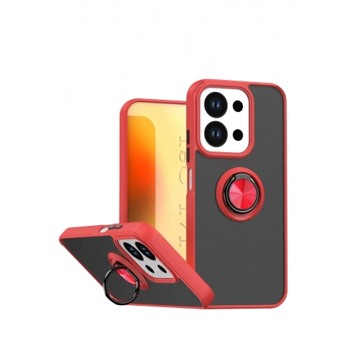 Durukar®   Redmi 15C 4G Montreal Yüzüklü Silikon Kapak - Kırmızı