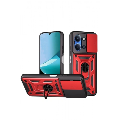 Durukar®   Redmi 15C 4G Pars Lens Yüzüklü Silikon - Kırmızı
