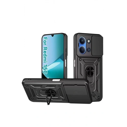 Durukar®   Redmi 15C 4G Pars Lens Yüzüklü Silikon - Siyah