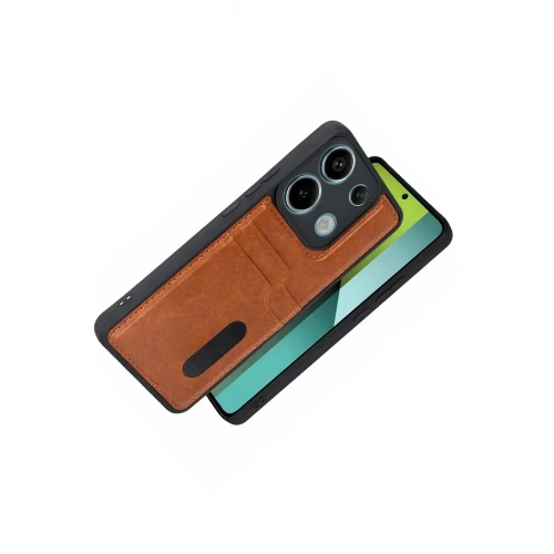 Durukar®   Redmi 15C 4G Sara Kartvizitli Deri Kılıf - Taba