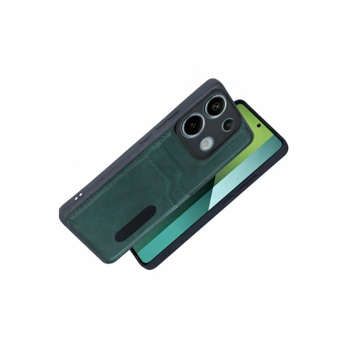 Durukar®   Redmi 15C 4G Sara Kartvizitli Deri Kılıf - Yeşil