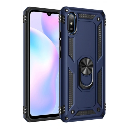 Durukar®   Redmi 9A Kılıf Sofya Yüzüklü Silikon Kapak - Lacivert