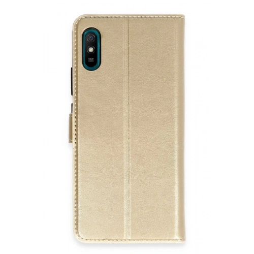 Durukar®   Redmi 9A Kılıf Trend S Plus Kapaklı Kılıf - Gold