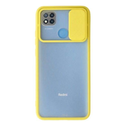 Durukar®   Redmi 9C Kılıf Palm Buzlu Kamera Sürgülü Silikon - Sarı