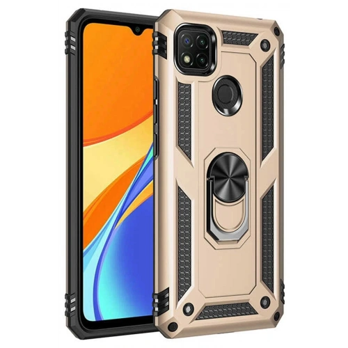 Durukar®   Redmi 9C Kılıf Sofya Yüzüklü Silikon Kapak - Gold