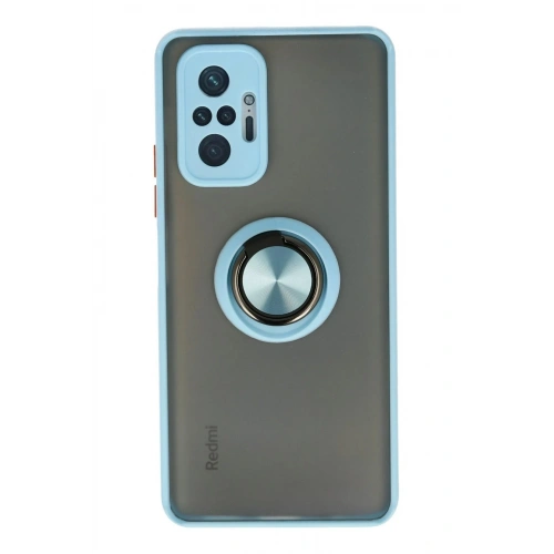 Durukar®   Redmi Note 10 Pro Kılıf Montreal Yüzüklü Silikon Kapak - Buz Mavi