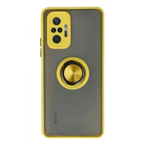 Durukar®   Redmi Note 10 Pro Kılıf Montreal Yüzüklü Silikon Kapak - Sarı