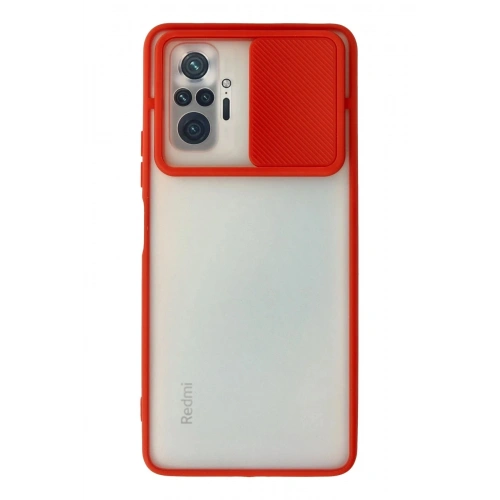 Durukar®   Redmi Note 10 Pro Kılıf Palm Buzlu Kamera Sürgülü Silikon - Kırmızı