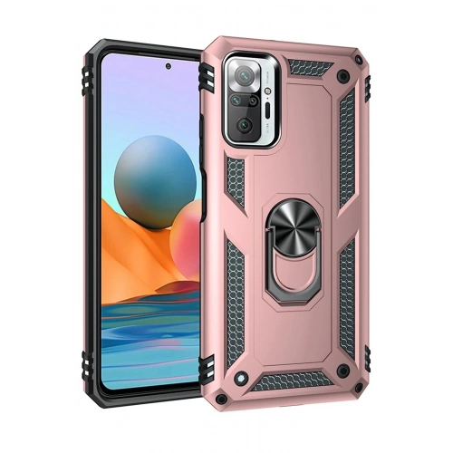 Durukar®   Redmi Note 10 Pro Kılıf Sofya Yüzüklü Silikon Kapak - Rose