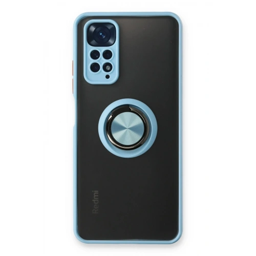 Durukar®   Redmi Note 11 Kılıf Montreal Yüzüklü Silikon Kapak - Buz Mavi