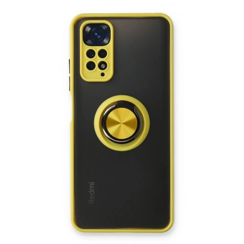 Durukar®   Redmi Note 11 Kılıf Montreal Yüzüklü Silikon Kapak - Sarı