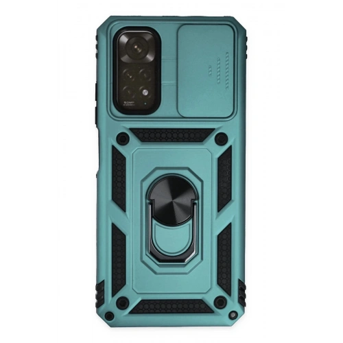 Durukar®   Redmi Note 11 Kılıf Pars Lens Yüzüklü Silikon - Yeşil