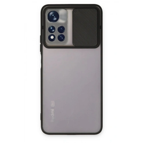 Durukar®   Redmi Note 11T Kılıf Palm Buzlu Kamera Sürgülü Silikon - Siyah