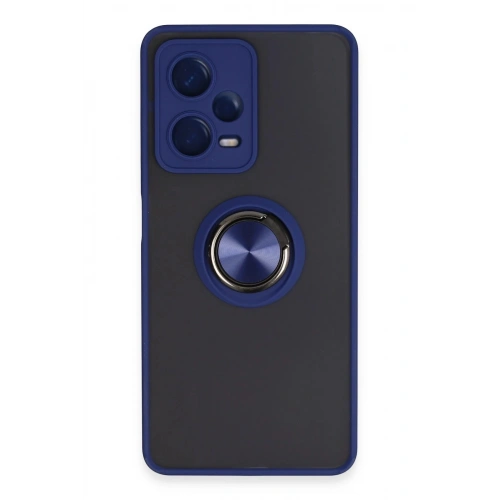 Durukar®   Redmi Note 12 5G Kılıf Montreal Yüzüklü Silikon Kapak - Lacivert