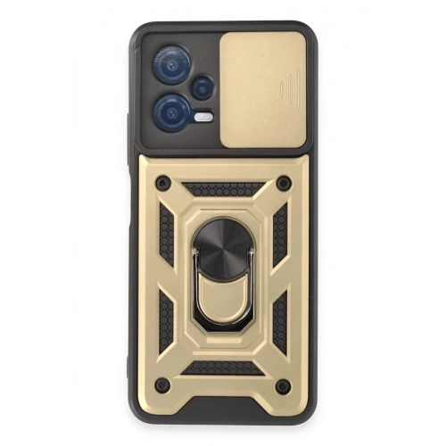 Durukar®   Redmi Note 12 5G Kılıf Pars Lens Yüzüklü Silikon - Gold