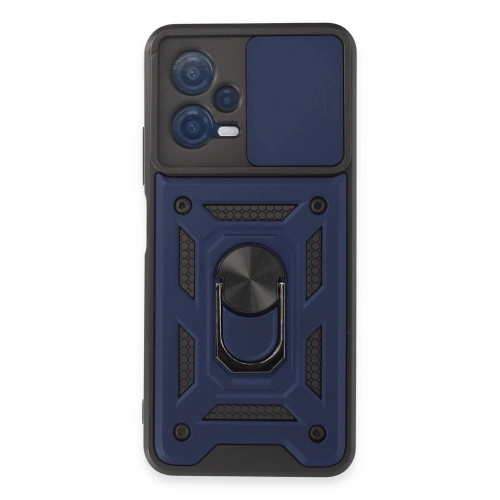Durukar®   Redmi Note 12 5G Kılıf Pars Lens Yüzüklü Silikon - Lacivert