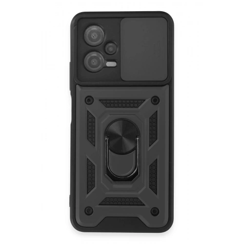 Durukar®   Redmi Note 12 5G Kılıf Pars Lens Yüzüklü Silikon - Siyah