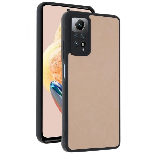 Durukar®   Redmi Note 12 Pro 4G Kılıf Aras Deri Kapak - Pudra