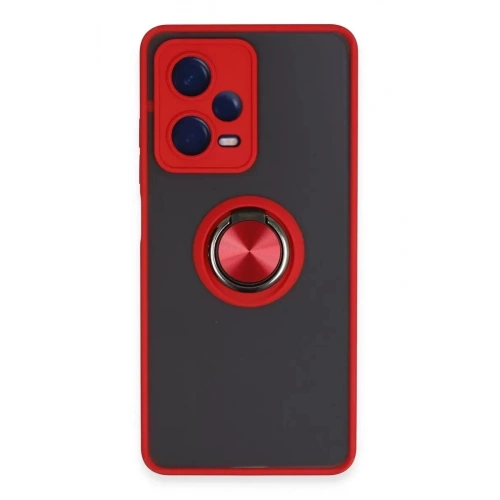 Durukar®   Redmi Note 12 Pro 5G Kılıf Montreal Yüzüklü Silikon Kapak - Kırmızı