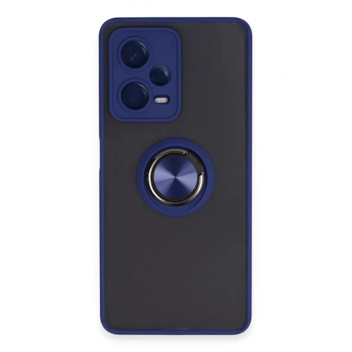 Durukar®   Redmi Note 12 Pro 5G Kılıf Montreal Yüzüklü Silikon Kapak - Lacivert