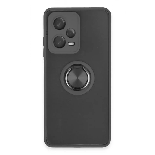 Durukar®   Redmi Note 12 Pro 5G Kılıf Montreal Yüzüklü Silikon Kapak - Siyah