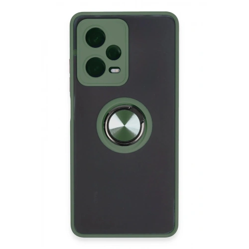 Durukar®   Redmi Note 12 Pro 5G Kılıf Montreal Yüzüklü Silikon Kapak - Yeşil