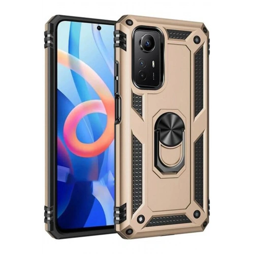 Durukar®   Redmi Note 12S Kılıf Sofya Yüzüklü Silikon Kapak - Gold