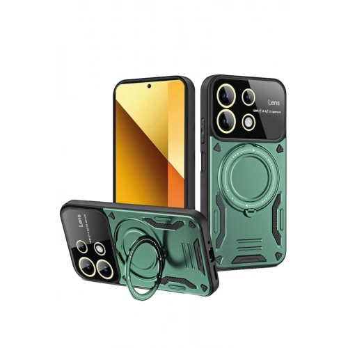 Durukar®   Redmi Note 13 4G Kılıf Joy Lens Standlı Kapak - Koyu Yeşil